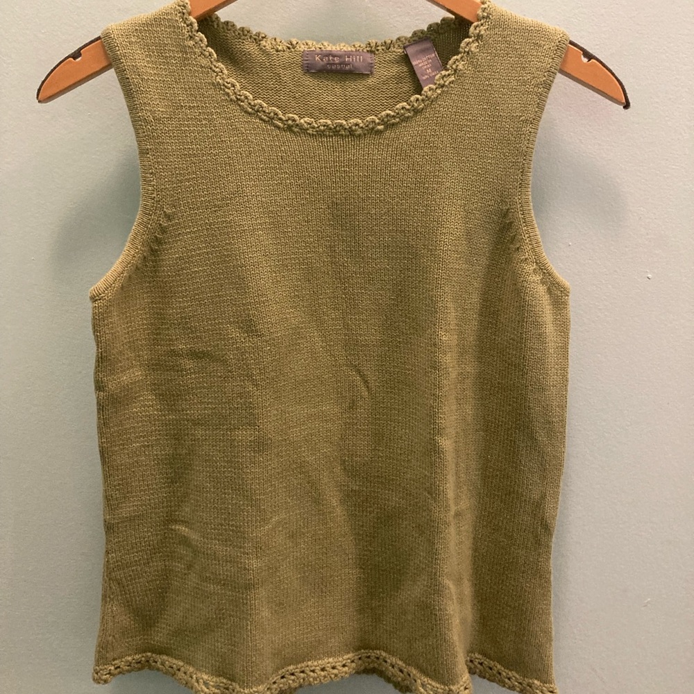 Spring Green Kate Hill Pullover Sweater Vest 100% Cotton